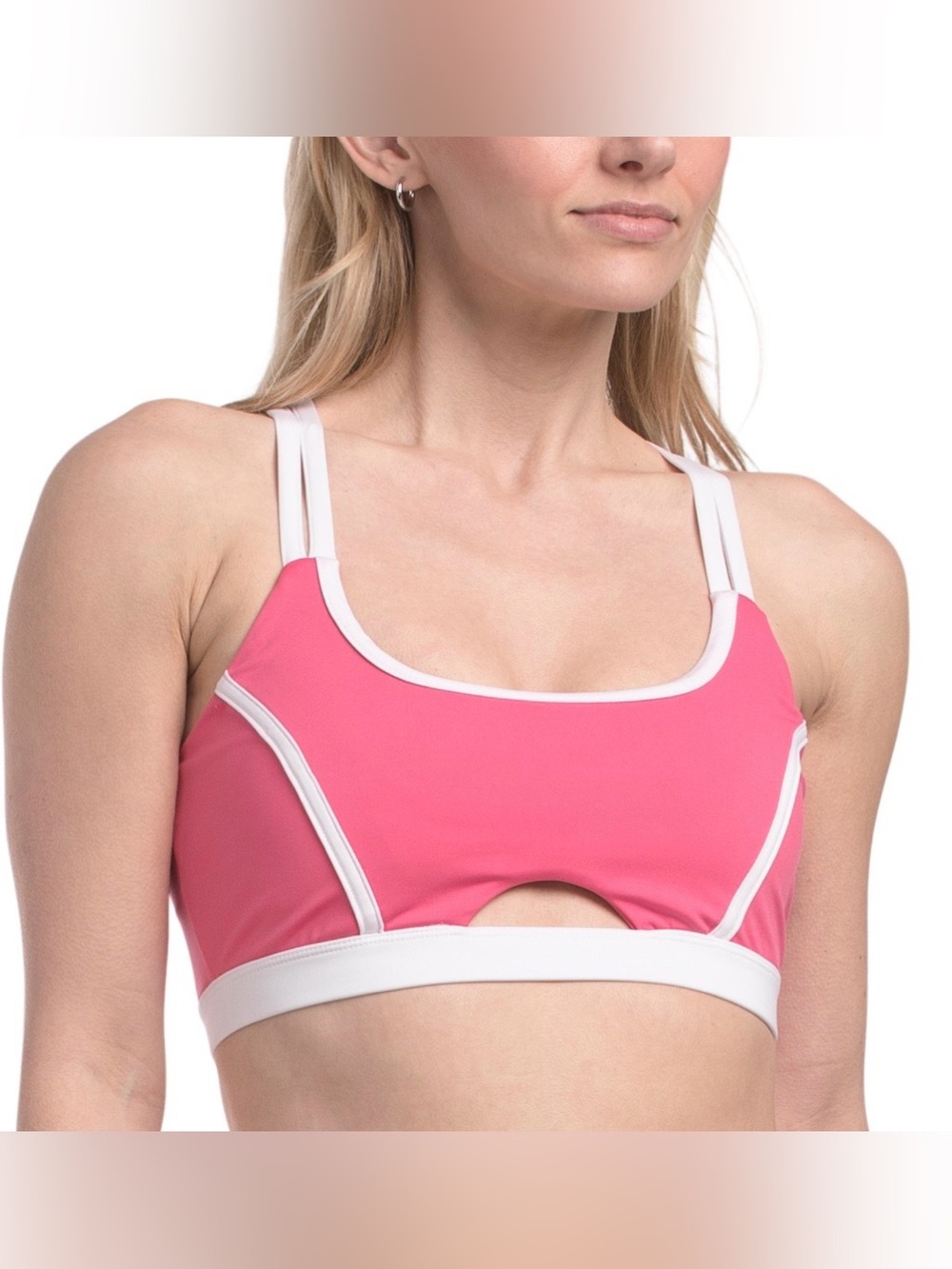 🌙✨🏷️JUICY COUTURE Lava Red 
medium impact sports bra top with contrast piping
